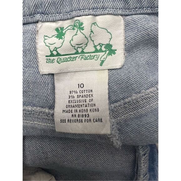 Vintage The Quacker Factory Blue Jeans Womens Size 10 Floral Embroidered Cotton - Picture 9 of 10